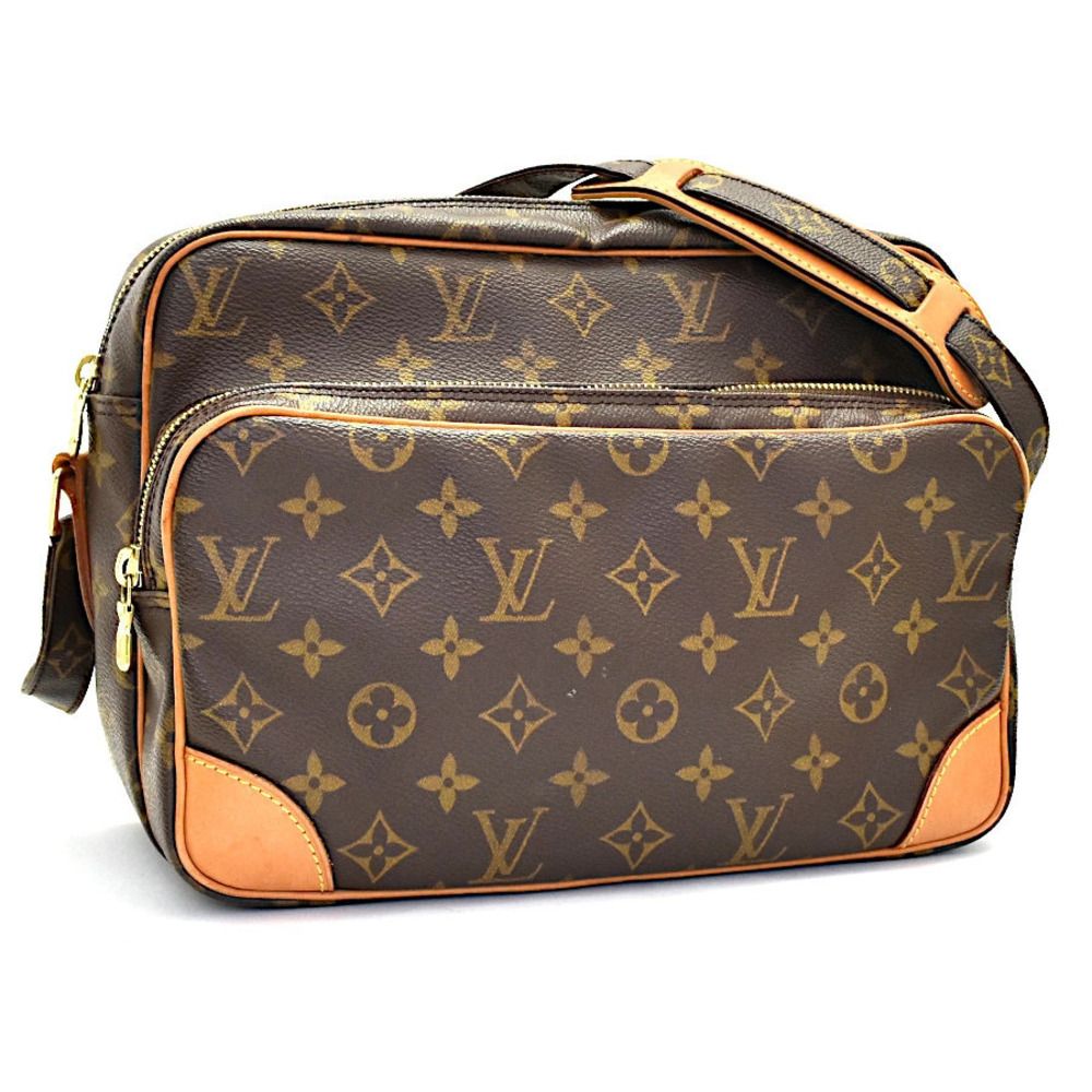 Louis Vuitton Nile Monogram Shoulder Bag Canvas Leather Brown